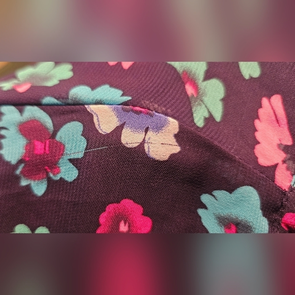 Betsey Johnson Navy Blue Pink Green Floral Halter Sleeveless Shift Dress Size 10 - Picture 13 of 14